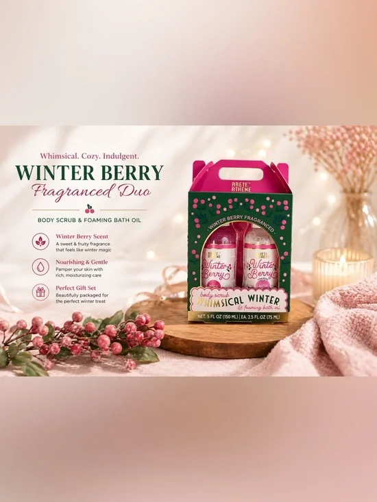 Winter Berry Whimsical Winter Body Scrub & Foaming Bath Oil Duo