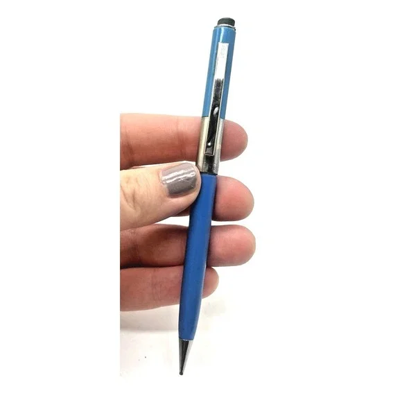 Scripto Mechanical Pencil Twist Bright Blue & Silver Vintage Retro Eraser End