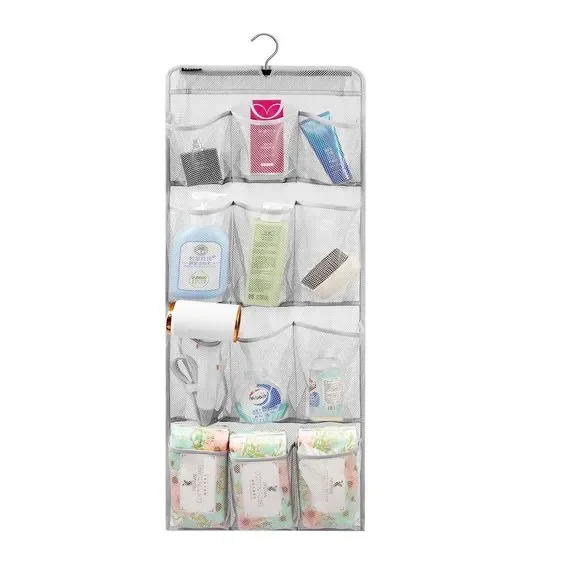 Mesh Shower Organizer Hanging Bathroom Storage for Toiletry Acc 12 Pockets