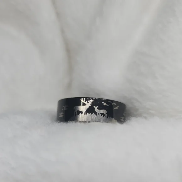 Black Stainless Deer Ring 🦌