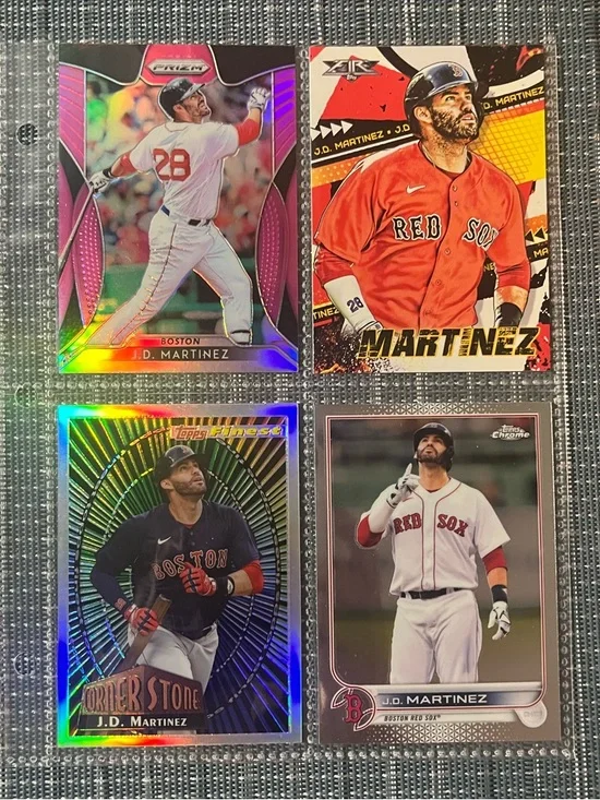 ⚾️ J.D. Martinez Red Sox’s Topps & Panini MLB Baseball Trading Cards, Set of 4