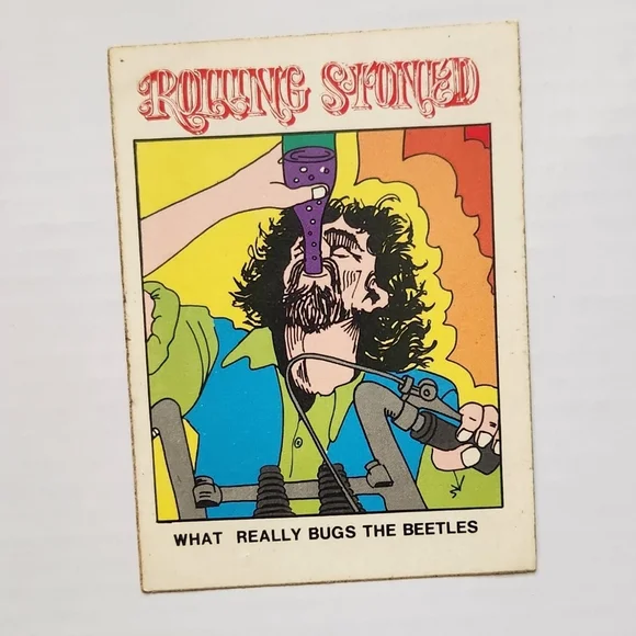 🎸 Vintage 1969 Topps WACKY PACKAGES “Rolling Stoned” Sticker Card 🥁