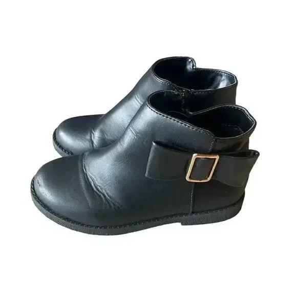 The Children’s Place Toddler Girls Buckle Booties Black SZ 10