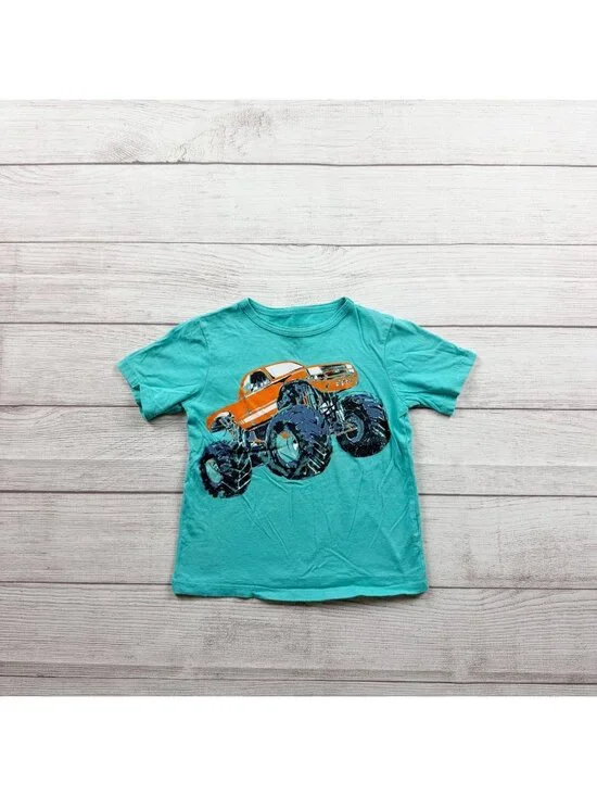 The Children’s Place Monster Truck Graphic Tee Aqua Short Sleeve 4T