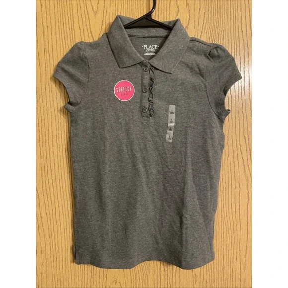 The Children's Place grey girls' short-sleeve school uniform polo shirt Sz Large