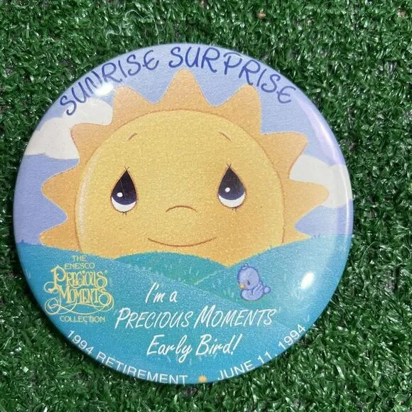 Vintage 1994 Sunrise Surprise I'm a Precious Moments Early Bird‎ Button Pin