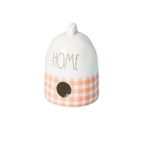 RAE DUNN 8in Home Gingham Beehive Birdhouse 2022