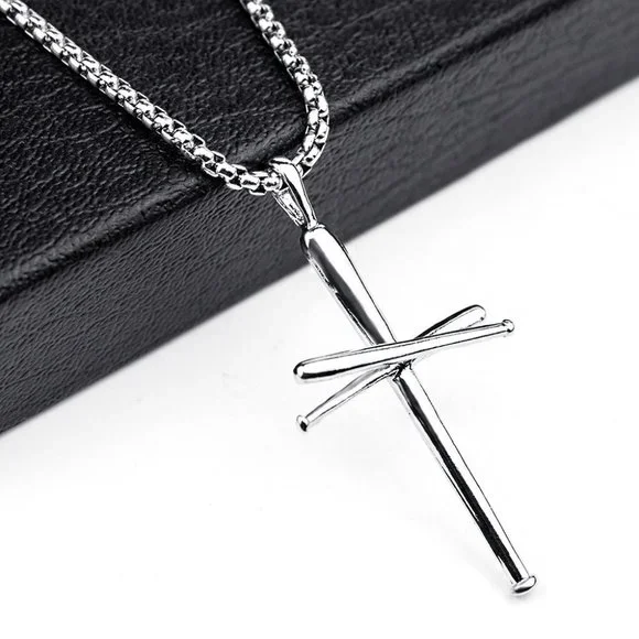 ❤️Punk rivet nail cross couple pendant necklace for women/men, N90201P218