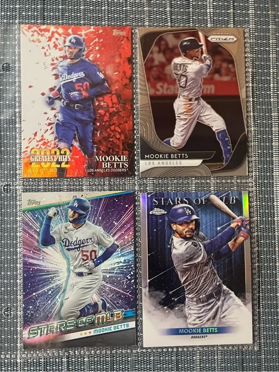 ⚾️ Mookie Betts Topps/Panini Baseball Sports Trading Cards, Set of 4