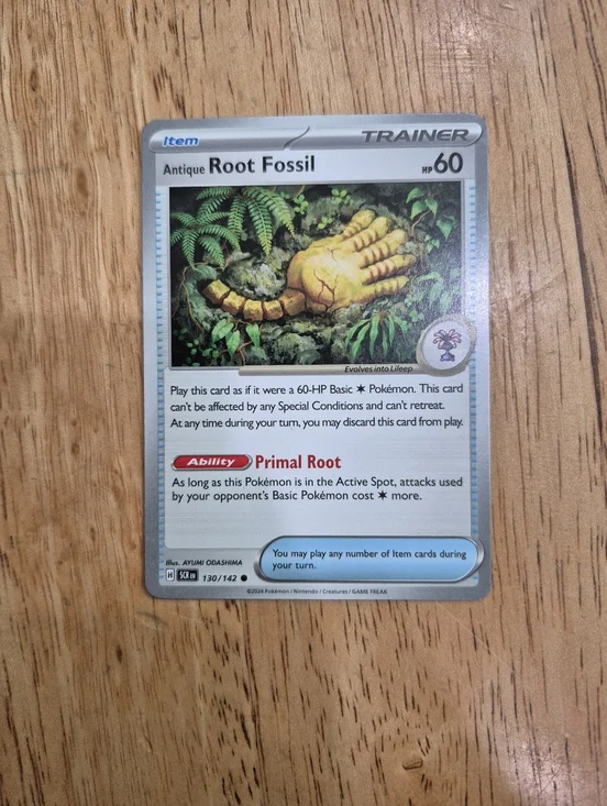 🔥 QTY 2 Pokemon Antique Root Fossil Trainer Card