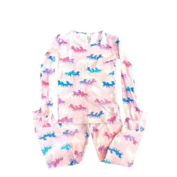 The Children's Place Colorful Unicorn Girls' Pajama Set Cotton SZ 6-7