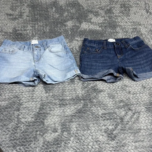 The Children's Place Girls Denim Shorts - Light Blue & Dark Blue