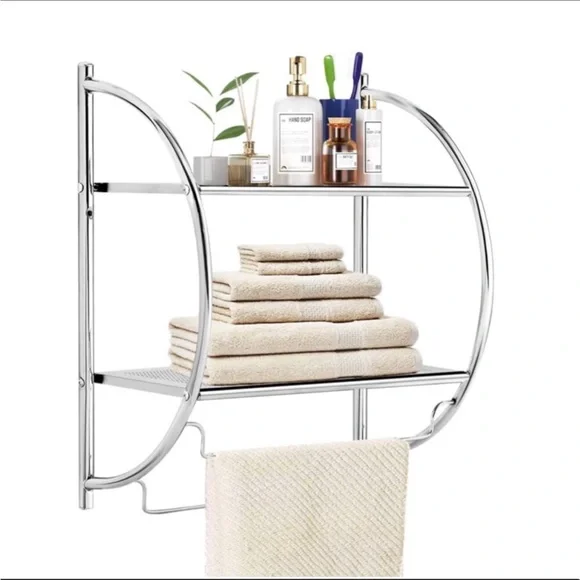 Wall Mount 2 Tier Bathroom Shelf Rustproof Chrome