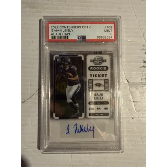 Isaiah Likely 2022 Panini Contenders Auto /Rookie PSA 9 RC SP Ravens Giants Mint