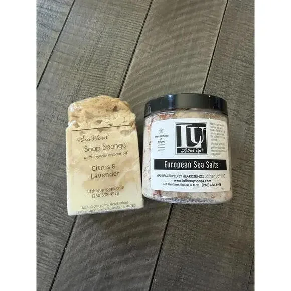 Lather Up bundle- Soap Sponge and European Sea Salts