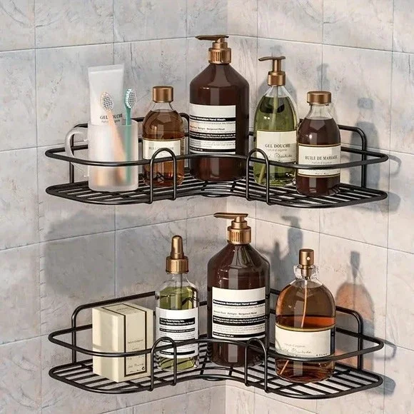 2-piece Wall Mounted Bathroom Shelf, Shower Caddy Rack, No Drilling Needed
