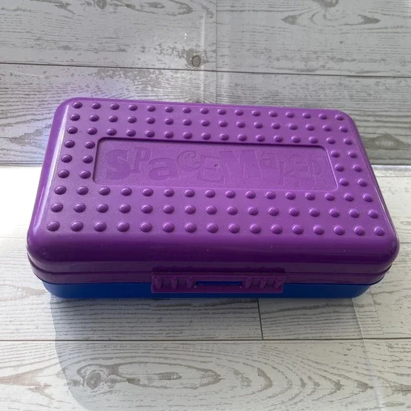 Vintage SpaceMaker Pencil Box Purple Blue‎ 90s Retro School Supply Newell 1996