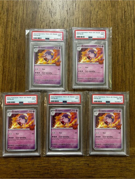 Pokemon PSA Graded 2023 Pokémon Drifblim Trick or Trade - Set include 5 cards