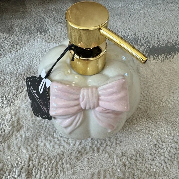 Elegant Gold and Pink Bow Soap Dispenser
