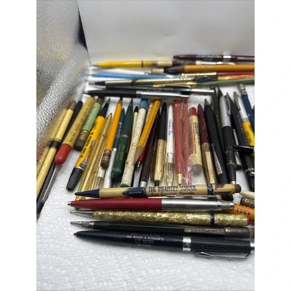 Lot of 100+ Vintage Advertising Pens Pencils (untested)