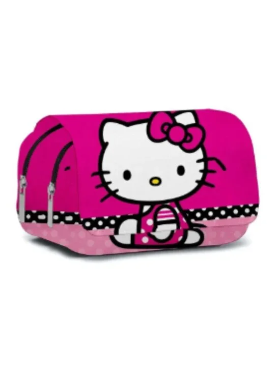 Hello Kitty Kawaii Pink Dual‑Zip Pencil & Makeup Bag