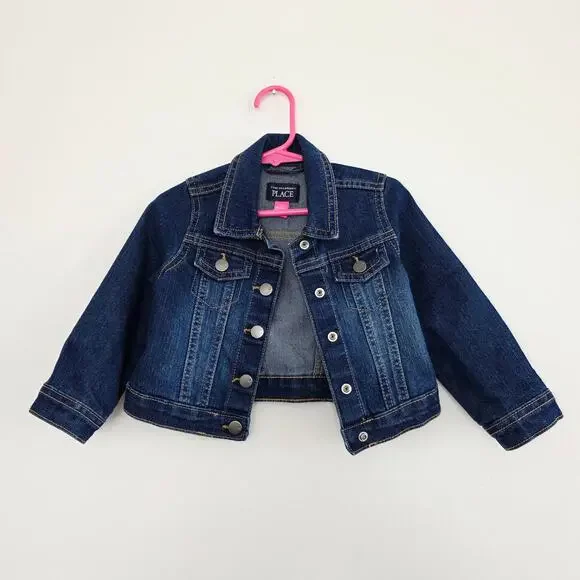 The Children's Place 18-24 mo Girl's Dark Wash Button Down Denim Jacket