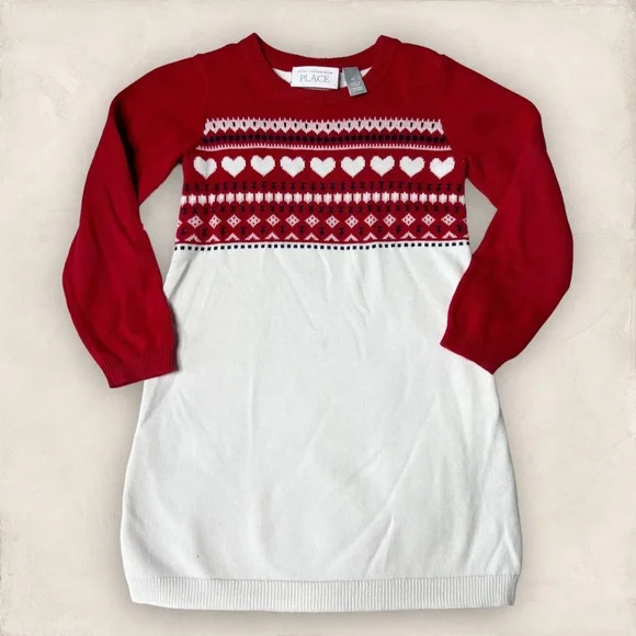 The Children’s Place Red & White Sweater Dress Girl’s Size 4T