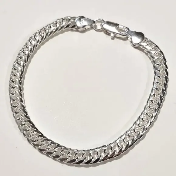 Genuine S925 Sterling Silver Bracelet Thick Chain Link Christmas Birthday Gift