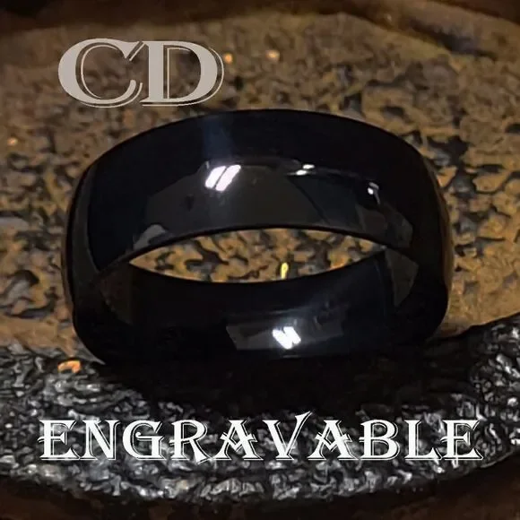 Personalized Engraved Men's Black Promise Ring - Black Promise Ring For Guys