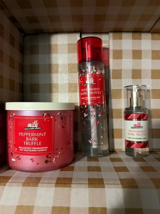 Bath & Body Works MILK Peppermint Bark Truffle Trio - Red