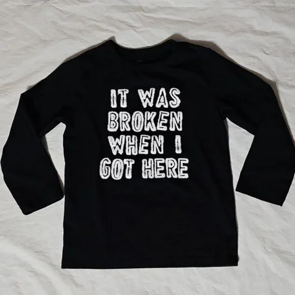 The Children's Place Kids Size 5T Black Long Sleeve T-Shirt IT WAS BROKEN WHEN I