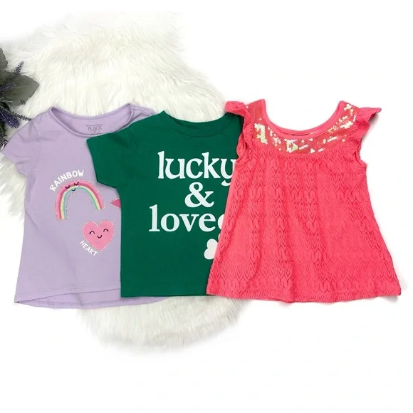 The Children's Place, Rabbit Skins, PoGo Club of NY Girls Toddler T-Shirt Bundle