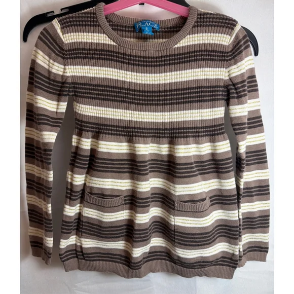 The Children's Place Rib Knit Sweater Tunic Short Dress Size 5/6 Long Sleeve EUC