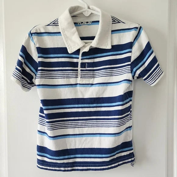 The Children's Place xs4 blue white striped‎ polo shirt Easter Church Elevated