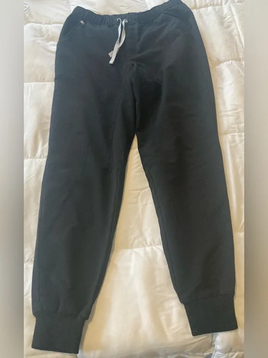 Figs Black Sweatpants/Scrubs with White Drawstring