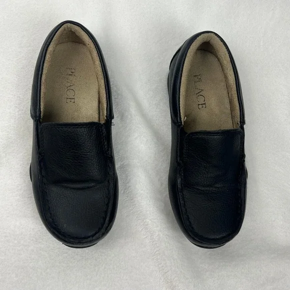 The Children's Place Boys Size 12 Black Slip‎ On Dress Shoes Loafers