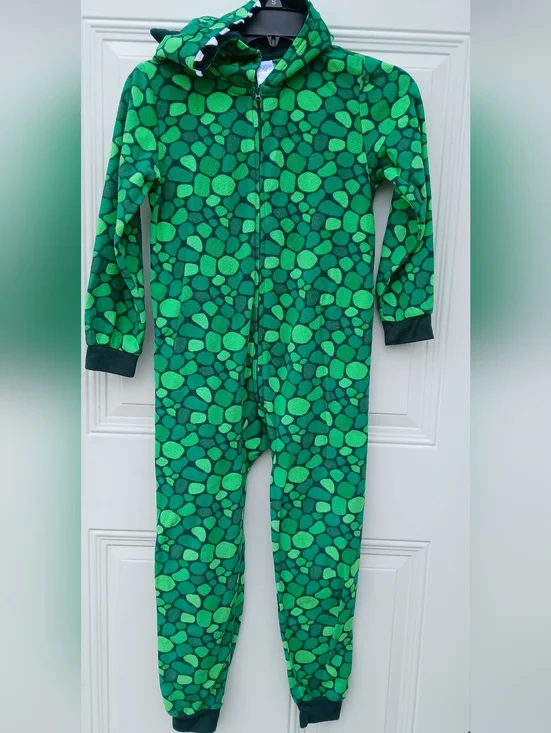 The Children's Place Green Pebble-Print Hooded One-Piece Footie