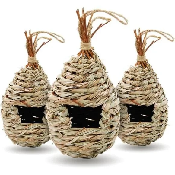 Gute Hummingbird Houses for Outside Hanging, Natural Grass Hanging Bird Hut