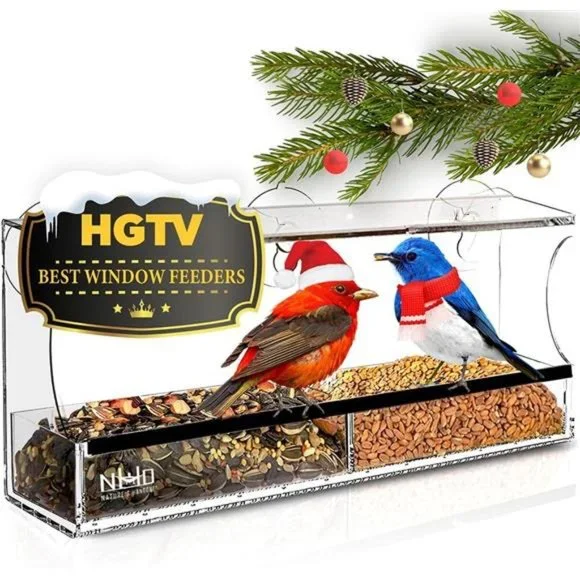 Window Bird Feeder with Strong Suction Cups,Clear Window BirdFeeders for Outside