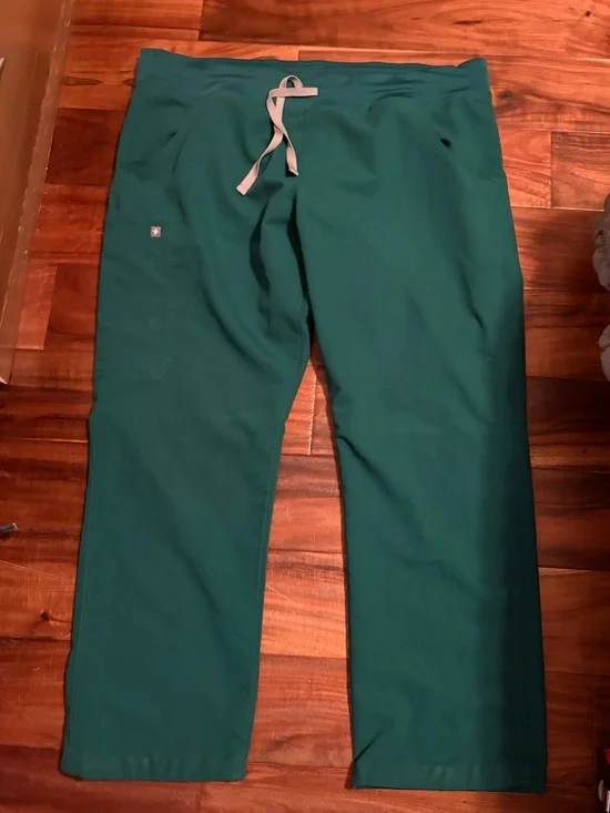 FIGS Technical Collection Scrub Pants XL Green Drawstring Medical Uniform (0606)