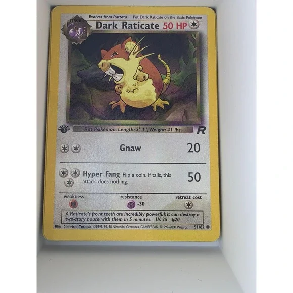 Dark Raticate 51/82 Common Team Rocket Pokemon Unlimited Near Mint
