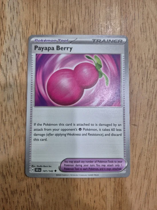 🔥 QTY 2 Pokémon Trainer Card Tool Payapa Berry