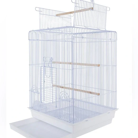 Large White Bird Cage with Toys and Food