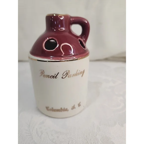 Columbia S.C. Pencil Parking Moonshine Jug Handmade Pen And Pencil Holder, EUC