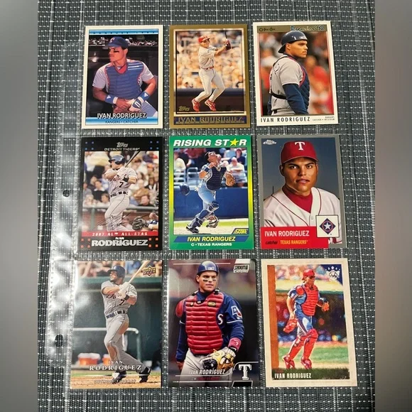 ⚾️ Ivan Rodriguiz MLB Baseball Trading Cards, Collection of 9