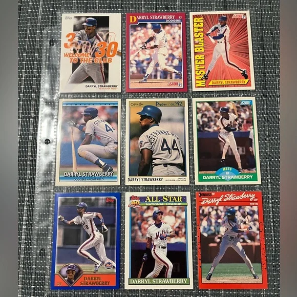 ⚾️ Darryl Strawberry MLB Baseball Sports Trading Cards, Set of 9