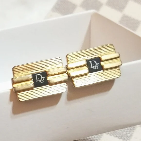HOST PICK Christian Dior Vintage Logo Gold Plated Cufflinks