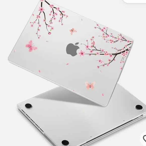 Apple MacBook Skin with Pink Blossom Design - White
