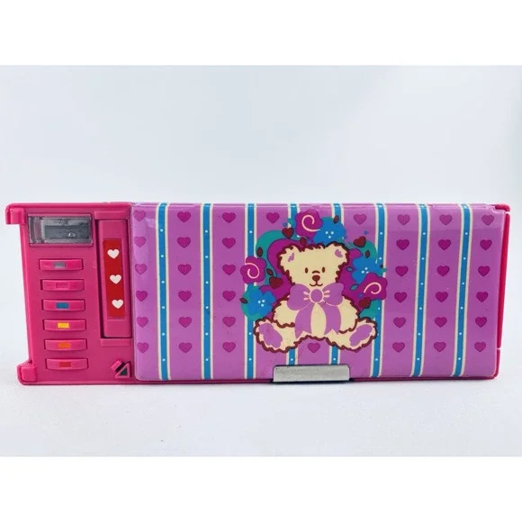 Vintage 1995 Sanrio Tweedle Dee Dee Bear Pink Puffy Pencil Case -‎ Compartments