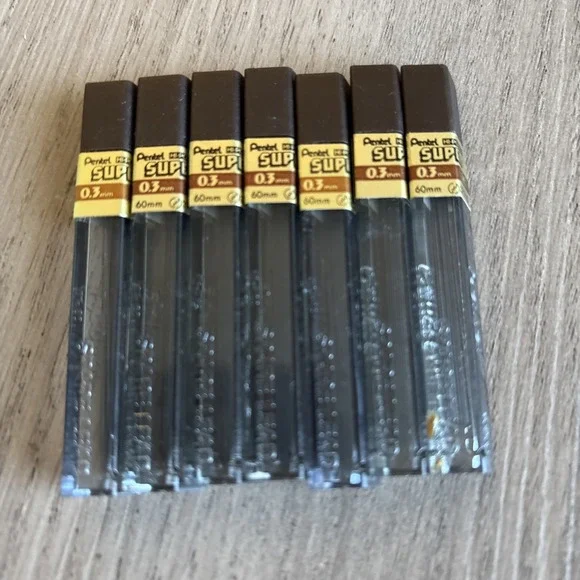 Lot‎ Of 7 Packs Of 12 Pentel Super Mechanical Pencil Leads 0.3mm HB 60mm